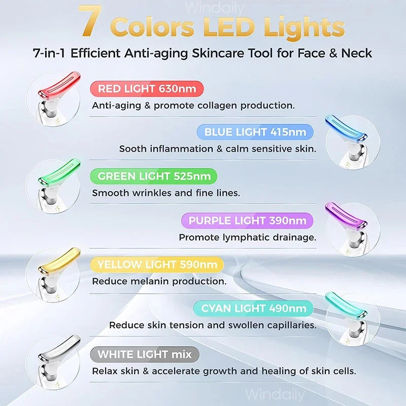 7-Color LED Face Neck Lifting Massager Device