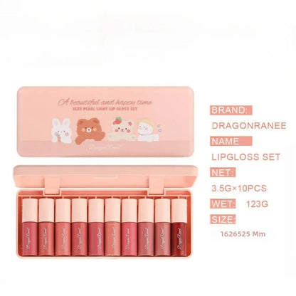 Waterproof 10-Color Lip Gloss Set