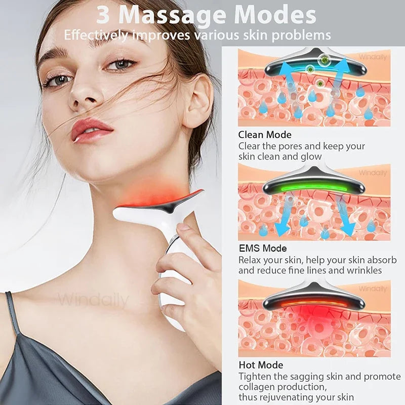 7-Color LED Face Neck Lifting Massager Device