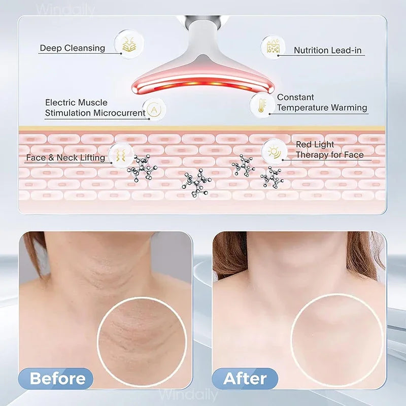 7-Color LED Face Neck Lifting Massager Device